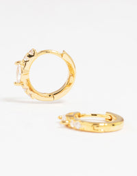 Gold Plated Diamante Marquise Pave Huggie Earrings - link has visual effect only