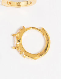 Gold Plated Diamante Marquise Pave Huggie Earrings - link has visual effect only