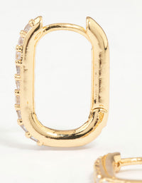 Gold Plated Diamante Oval Hoop Earrings - link has visual effect only