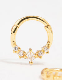 Gold Plated Diamante Clicker Hoop Earrings - link has visual effect only