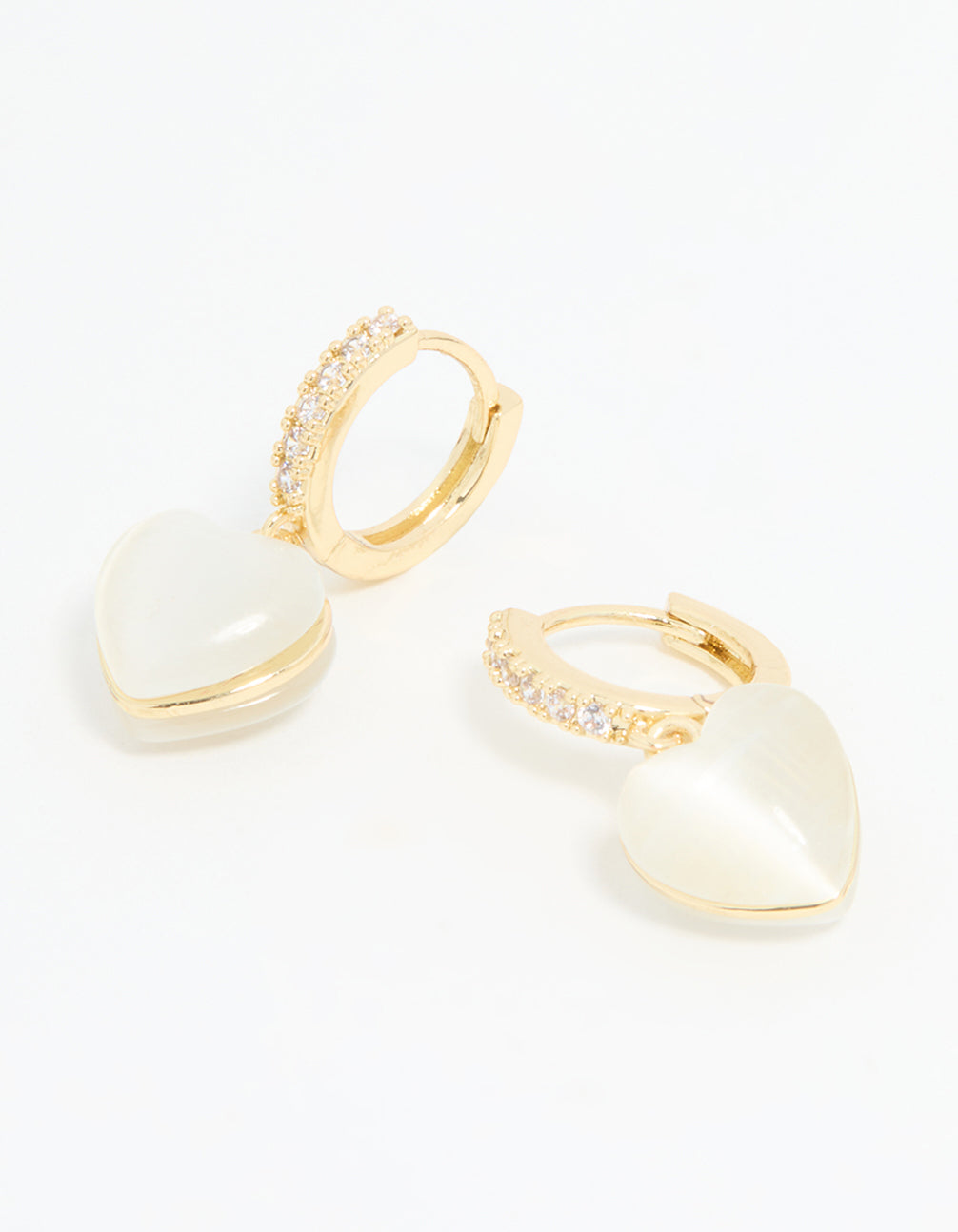 Gold Plated Diamante Heart Hoop Earrings