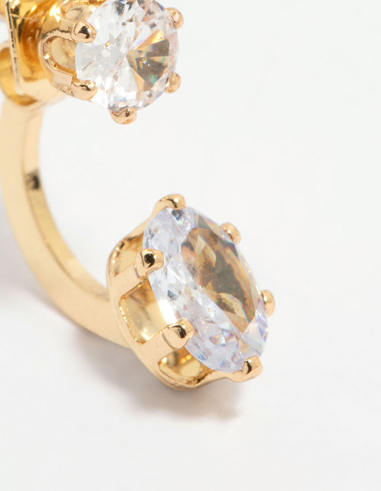 Gold Plated Stone Jacket Earrings