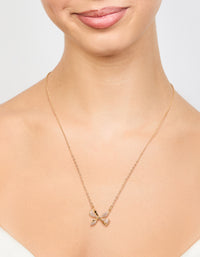 Gold Plated Diamante Pave Chunky Bow Necklace - link has visual effect only