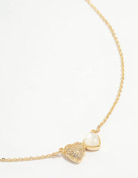 Gold Plated Diamante Hearts Pendant Necklace - link has visual effect only