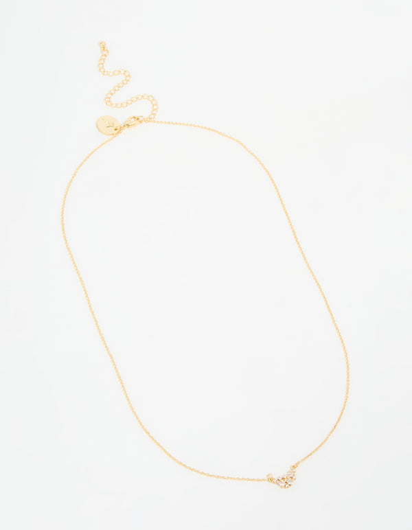 Gold Plated Cubic Zirconia Mini Pear Cluster Necklace