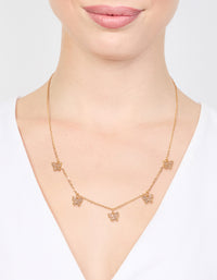 Gold Plated Diamante Butterfly Dainty Charm Necklace - link has visual effect only