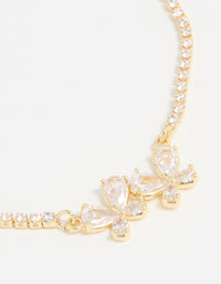 Gold Plated Cubic Zirconia Double Butterfly Toggle Bracelet - link has visual effect only