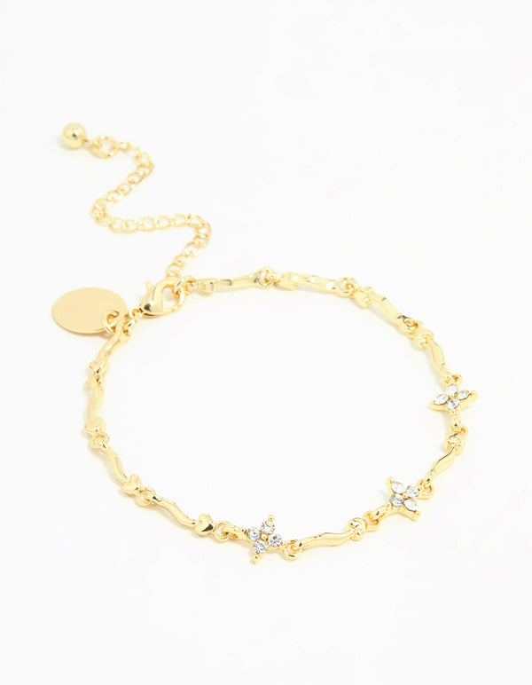 Gold Plated Winding Mini Flower Bracelet