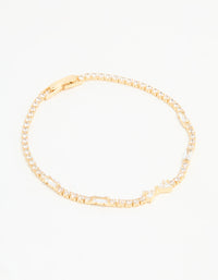 Gold Plated Cubic Zirconia Mini Bow Tennis Bracelet - link has visual effect only