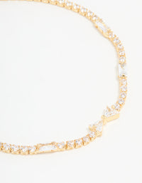 Gold Plated Cubic Zirconia Mini Bow Tennis Bracelet - link has visual effect only
