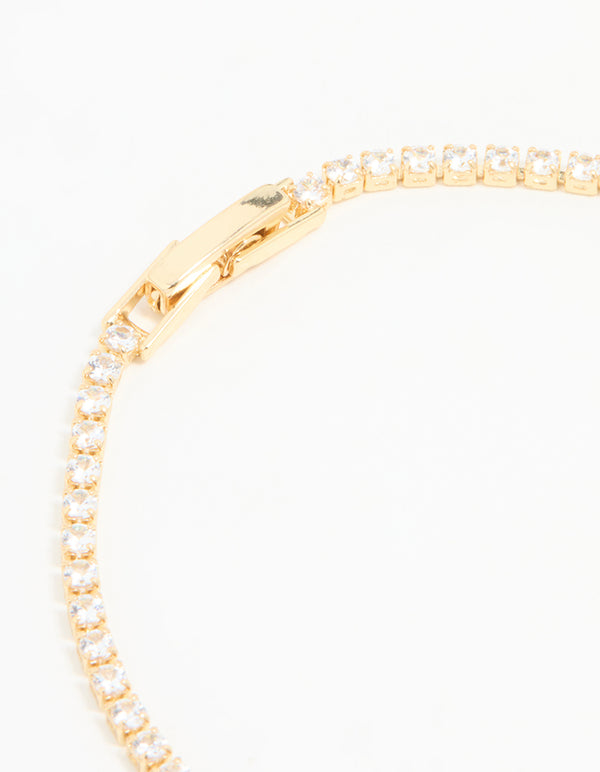 Gold Plated Cubic Zirconia Mini Bow Tennis Bracelet
