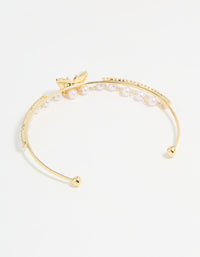 Gold Plated Mother Of Pearl Butterfly & Pearl Wrist Cuff - link has visual effect only
