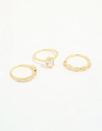 Gold Plated Cubic Zirconia Oval Stacking Rings 3-Pack - link has visual effect only