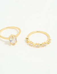 Gold Plated Cubic Zirconia Oval Stacking Rings 3-Pack - link has visual effect only