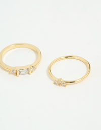 Gold Plated Baguette & Mini Round Rings 3-Pack - link has visual effect only