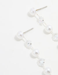 Silver Plated Cubic Zirconia & Pearl Drop Earrings - link has visual effect only