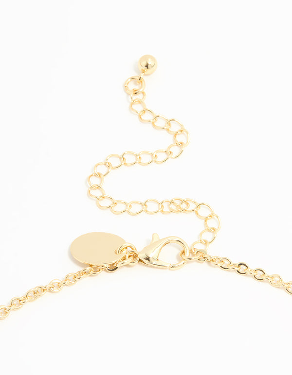 Gold Plated Double Drop Necklace & Earrings Set