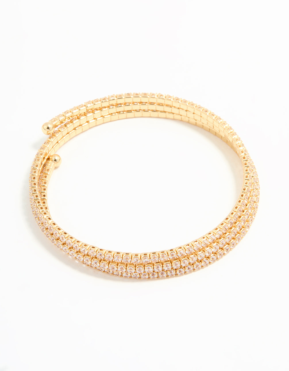 Gold Plated Diamante Triple Cupchain Wrist Cuff