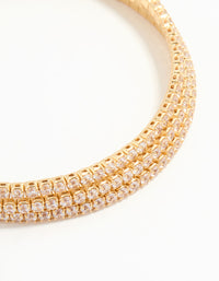 Gold Plated Diamante Triple Cupchain Wrist Cuff - link has visual effect only