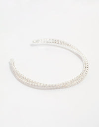 Silver Plated Cubic Zirconia Cup Chain Wrist Cuff - link has visual effect only