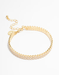 Gold Plated Cubic Zirconia Tennis Bracelet - link has visual effect only