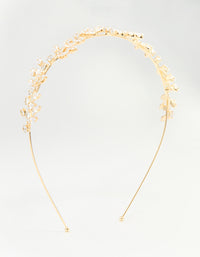 Gold Cubic Zirconia Marquise & Round Leaf Headband - link has visual effect only