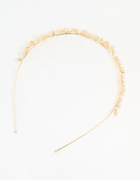 Gold Cubic Zirconia Marquise & Round Leaf Headband - link has visual effect only