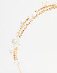 Gold Plated Pearl Layered Flower Headband - link has visual effect only