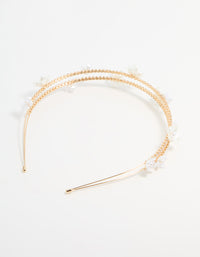 Gold Plated Pearl Layered Flower Headband - link has visual effect only