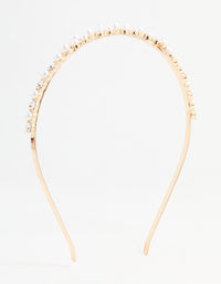 Gold Plated Diamante & Pearl Alternating Headband - link has visual effect only