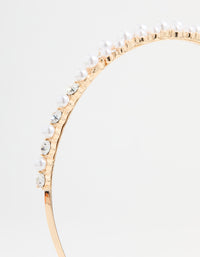 Gold Plated Diamante & Pearl Alternating Headband - link has visual effect only