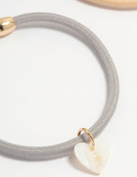 Fabric Heart & Pearl Detail Hair Ties 3-Pack - link has visual effect only