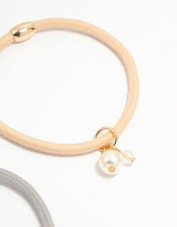 Fabric Heart & Pearl Detail Hair Ties 3-Pack - link has visual effect only