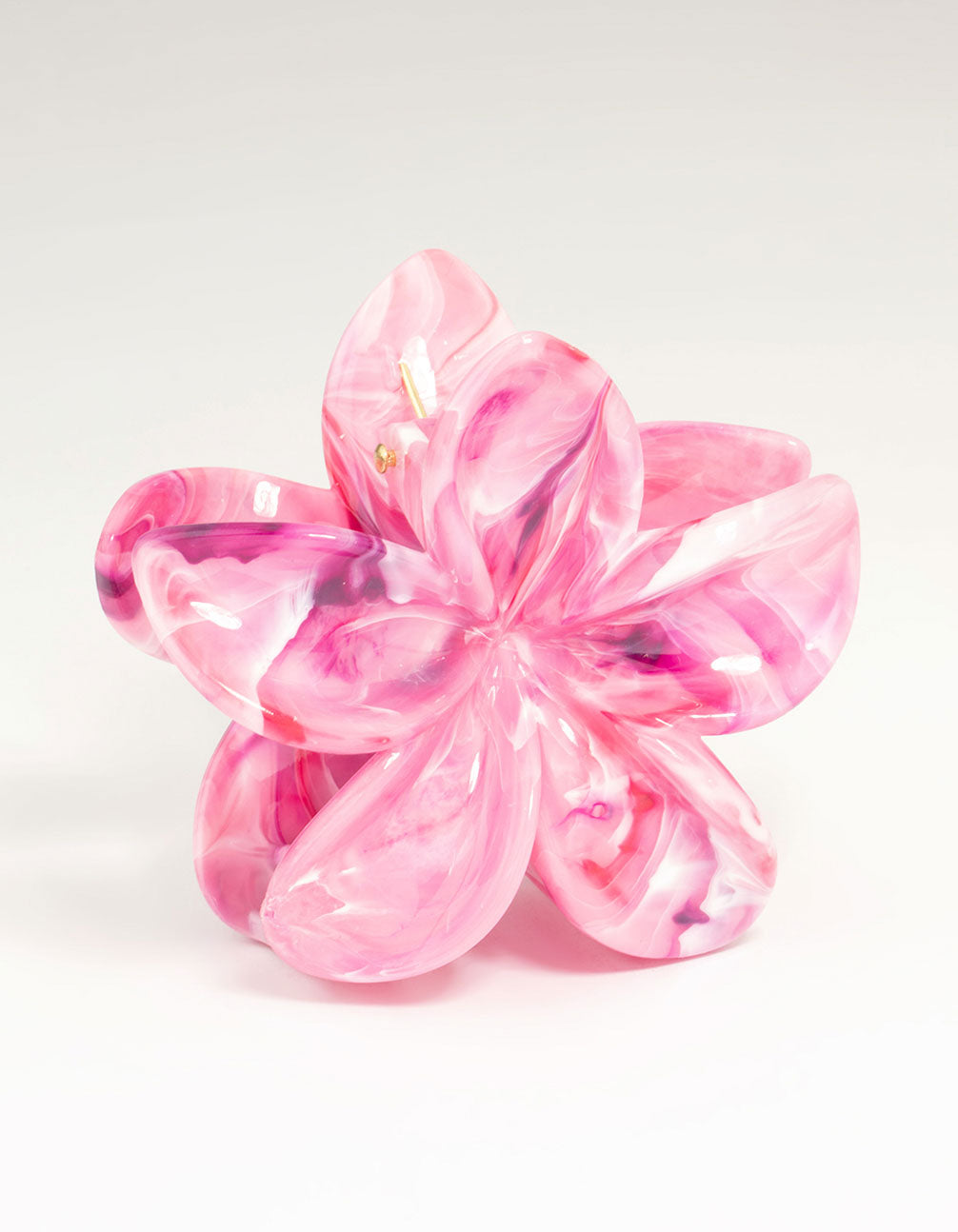 Pink Marble Frangipani Claw Clip