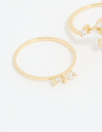 Gold Plated Pearl Flower & Bow Rings 3-Pack - link has visual effect only