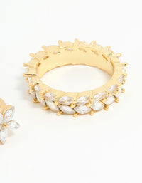 Gold Plated Leaf Band & Flower Rings 2-Pack - link has visual effect only