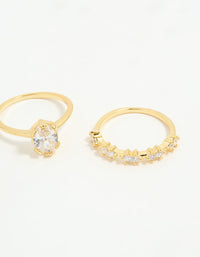 Gold Plated Cubic Zirconia Oval Stacking Rings 3-Pack - link has visual effect only