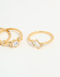 Beautiful leaf marquise rings crafted with cubic zirconia in gold plated finish side detail view - link has visual effect only