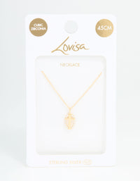 Gold Plated Sterling Silver Cubic Zirconia Oval Cross Necklace - link has visual effect only