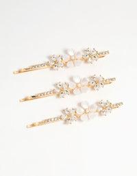 Gold Acrylic Flower Hair Slides 3-Pack - link has visual effect only