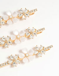 Gold Acrylic Flower Hair Slides 3-Pack - link has visual effect only