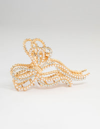 Gold Pearl & Diamante Bow Claw Clip - link has visual effect only