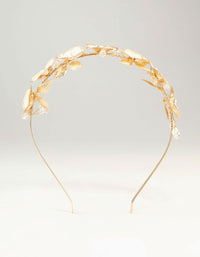 Gold Pearl & Painted Flowers Headband - link has visual effect only