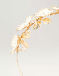 Gold Pearl & Painted Flowers Headband - link has visual effect only