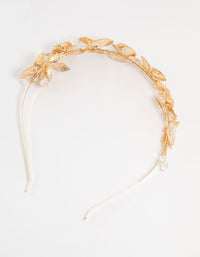 Gold Pearl & Painted Flowers Headband - link has visual effect only