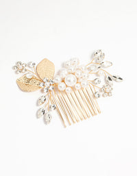 Gold Pearl Diamante Marquise Cluster Comb - link has visual effect only