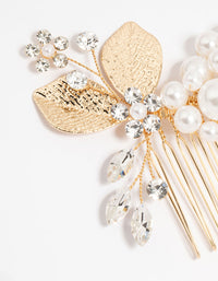 Gold Pearl Diamante Marquise Cluster Comb - link has visual effect only