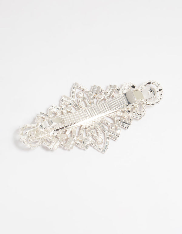 Silver Diamante Ornate Hair Clip