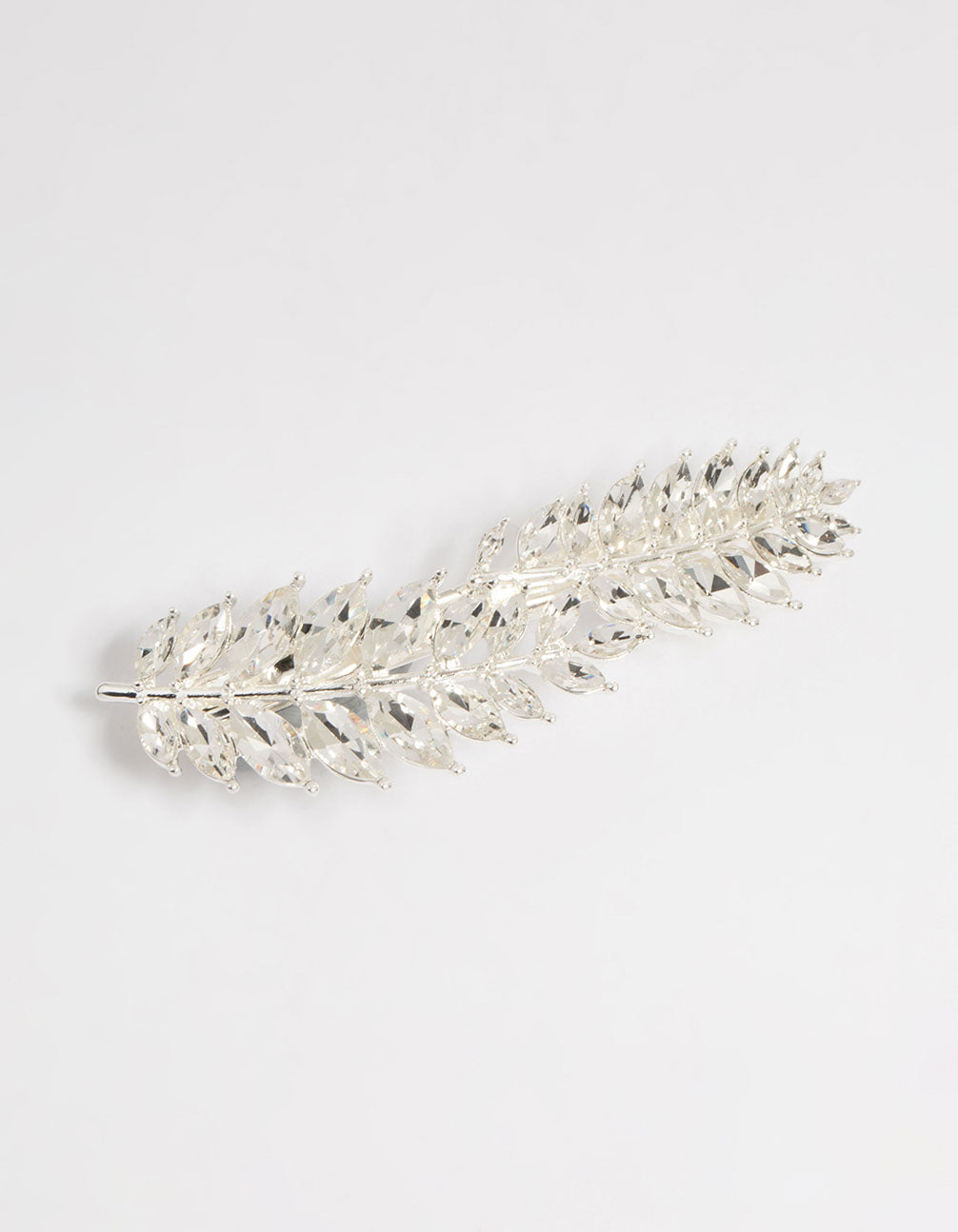 Silver Diamante Double Cross Leaf Hair Clip