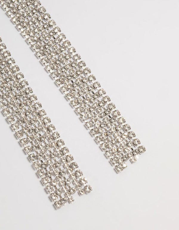 Silver Diamante Dangly Bow Hair Clip